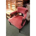 Late Victorian upholstered tub elbow chair