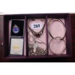 Collection of assorted Silver Jewellery inc. Bangles, bracelets and a SIlver Wharfdale