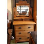 Good quality Edwardian Satinwood dressing table of 3 drawers with mirror back. Rd 447083