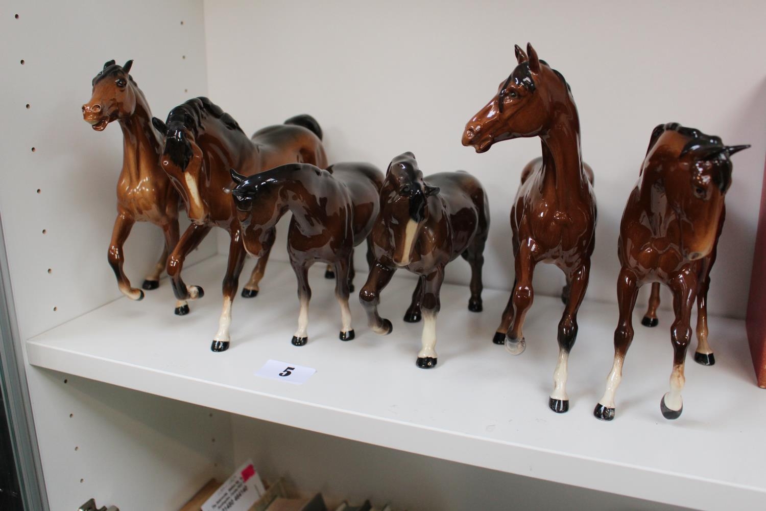 Collection of 6 Beswick Bay and other horses with underglaze marks