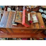 Large Inlaid Writing slope and assorted Vintage Games