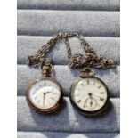 2 Edwardian Ladies Pocket watches and a chain