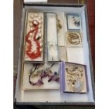 Collection of assorted costume jewellery inc. Necklaces, Pearl set ring etc
