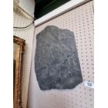 Interesting Slate wall plaque with carved Lion decoration. 42cm in Height
