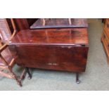 19thC Mahogany drop leaf table on slender legs and pad feet and a Tilt top Table