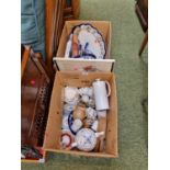 2 Boxes of 19thC and later Pottery and Ceramics inc. Furnivals, Wedgwood Hathaway Rose etc