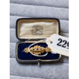 9ct Gold Victorian Sapphire & Pearl Set Mourning Brooch 3.4g total weight