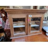 Table top Pine glazed 2 door cabinet with brass handle