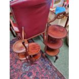 2 Edwardian folding cake stands with inlaid detail