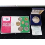1985 SIlver $100 Coin and a Mexico 86' Coin Set