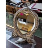 Good quality Edwardian Silver Heart shaped dressing table mirror with embossed decoration. Tests