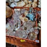 Large Tray of assorted Good quality glassware, ceramics and Plated Wares