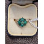 Ladies 9ct Gold Turquoise set cluster ring 2.5g total weight