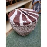 Large African Zebra Skin Drum 48cm in Height