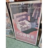 Advertising; Vintage Thomas Cook & Son of London 'Travellers Cheques' Poster 45 x 71cm