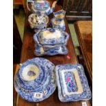 Collection of assorted Blue & White Transfer printed Pottery inc. George Jones & Sons, Spode etc