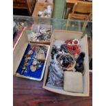 Box of assorted Costume jewellery inc Necklaces, Brooches etc