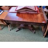 Early 19thC Mahogany Sofa Table on fluted support and brass caster feet