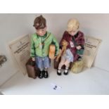Royal Doulton Children of the Blitz 'The Boy Evacuee' and The Girl Evacuee' with certificates
