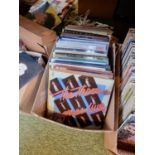 Box of assorted Vinyl Records including Huey Lewis and the News, Barbara Streisand etc