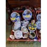 Large Tray of assorted 19thC and later Ceramics inc. Teapots, Pair of Vases etc