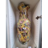 A Large and Impressive 19thC Chinese Famille Rose Imperial Yellow/Susancai vase, decorated with
