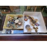 2 Boxes of assorted Vintage Brooches