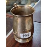 Mappin & Webb Silver Tankard with engraving 285g total weight