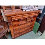 Victorian Walnut Chest of 2 over 3 drawers with mother or pearl inlaid handles