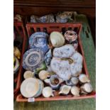 Large Tray of assorted 19thC and later Ceramics inc. Royal Doulton Character Jug, Blue & White