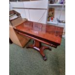 William IV Fold over Mahogany card table on Square base and splayed legs