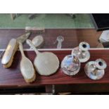 Edwardian Silver Dressing table brush, 2 Piece EPNS Dressing table set, 1930s Chrome enamel on