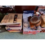 Collection of assorted Royal Related Ceramics, Books and a Walnut Cased 1950s Clock