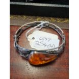 Ladies Silver Amber Set Bangle