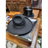 Boxed Charlie 1 Horse Custom Cowboy hat and a boxed Thomas Townsend of Lime Street London Top Hat