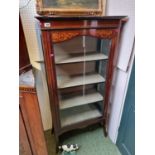 Edwardian Inlaid China cabinet with 3 shelves to interior over splayed legs