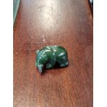 Green Spinach Jade carved figure of a Bear with Fish