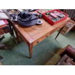 Georgian desk of 2 drawers with brass handles and edges (in need of restoration)