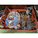 Collection of assorted Ceramics and bygones inc. Royal Crown Derby pin dish, Spode etc