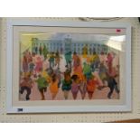 Framed Watercolour of Royal Celebrations towards Buckingham Palace