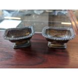 Pair of Edwardian Silver Salt dishes with shaped edges 99g total weight