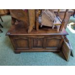 Oak Linenfold Blanket box on bracket feet