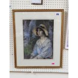 A Blunt framed an mounted Pastel of a young woman