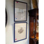 2 Framed prints Aus A.Hendschel's Skizzenbuch with blind stamp