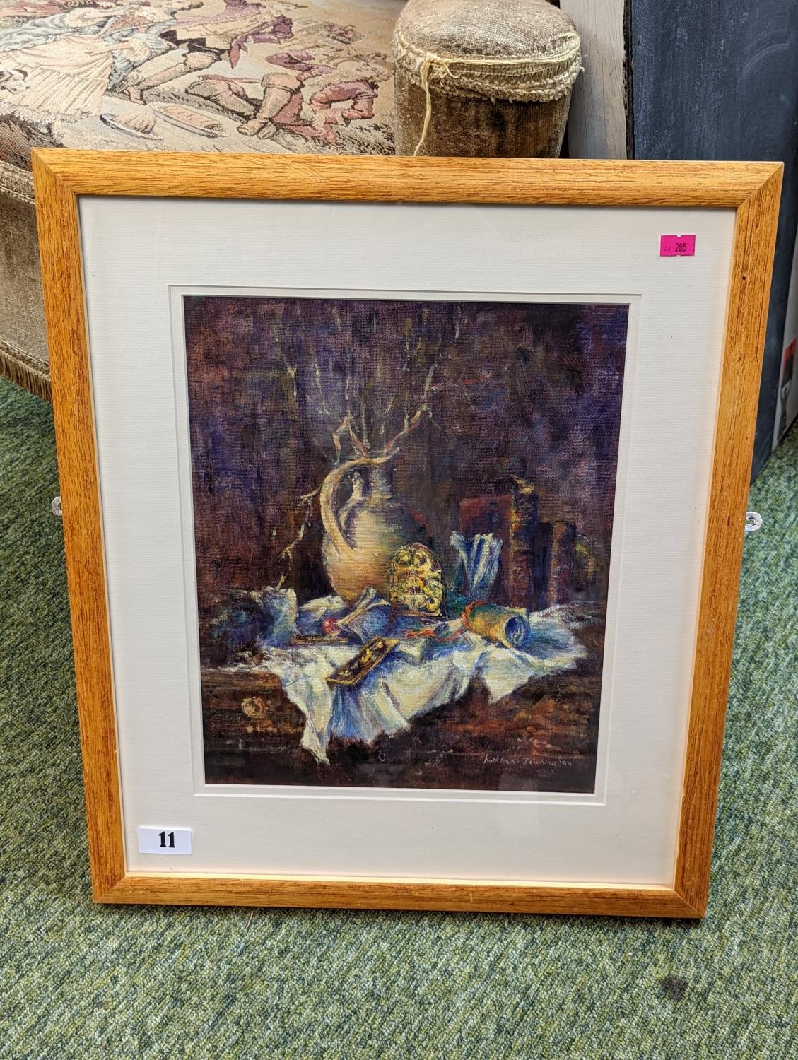 Original Still Life with Old Books & Paperweights, Oil on Board. By the renowned Hertfordshire