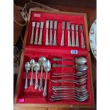 Cased Chippendale 44 Piece Silver plated Canteen of cutlery