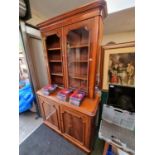 Large Victorian Glazed bookcase over cupboard base