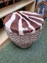 Large African Zebra Skin Drum 48cm in Height
