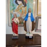 2 Plaster Effigy's of Jesus and the Virgin Mary