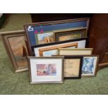 Collection of assorted Pictures and prints inc. Pastel of St Ives Bridge